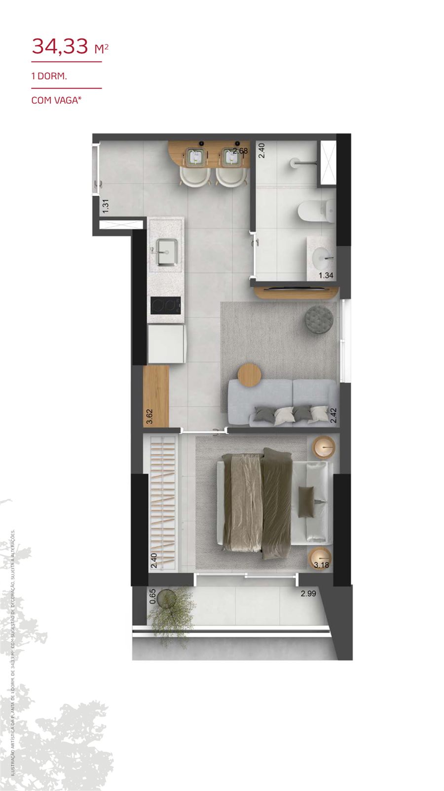 Planta 34,33 m²