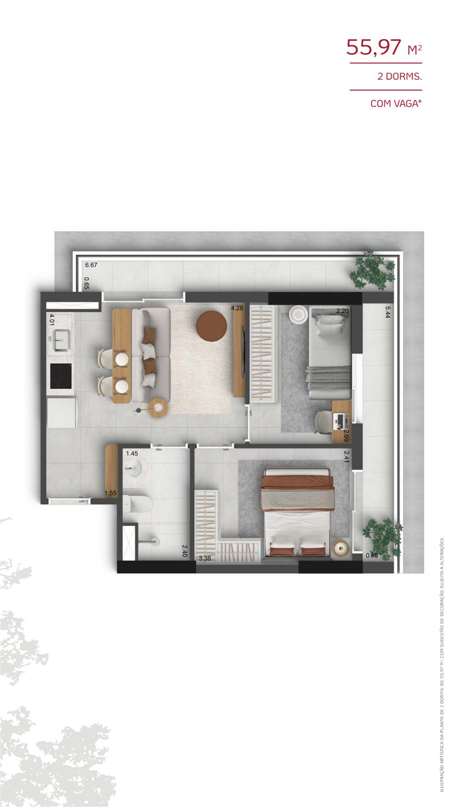 Planta 55,97 m²