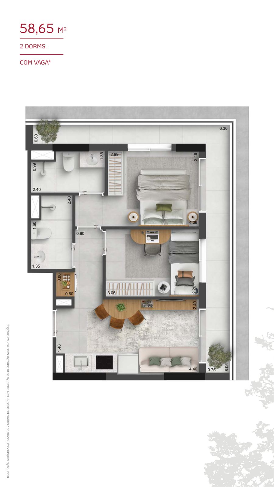 Planta 58,65 m²