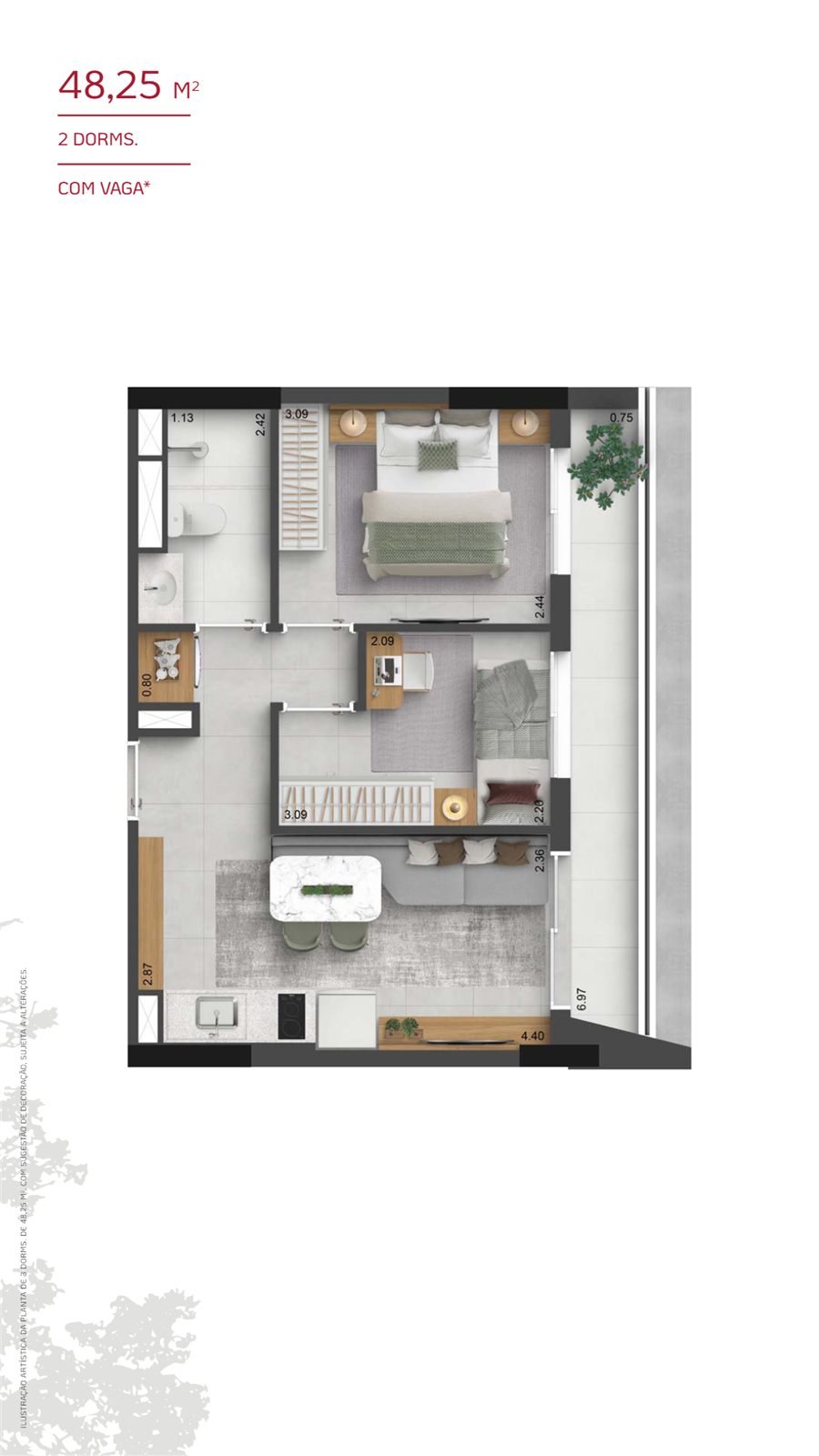 Planta 48,25 m²