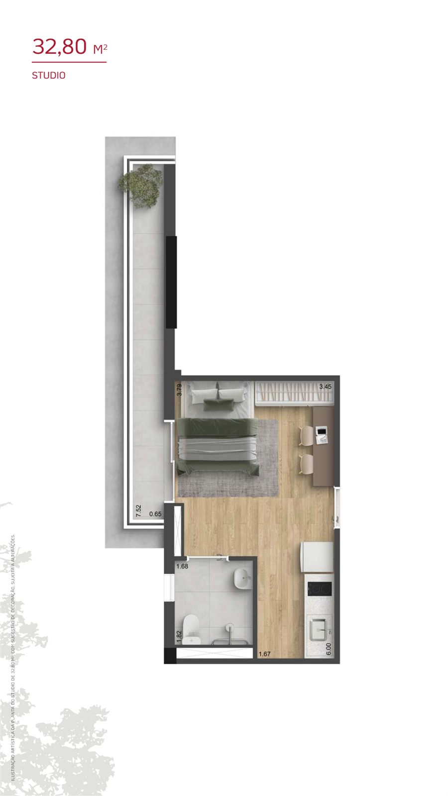 Planta 32,80 m²