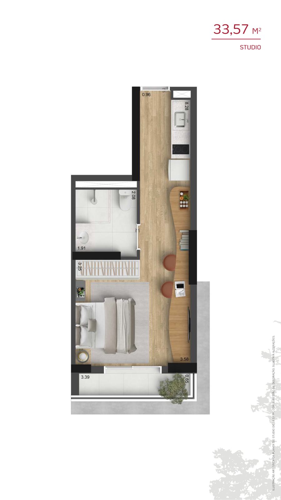 Planta 33,57 m²