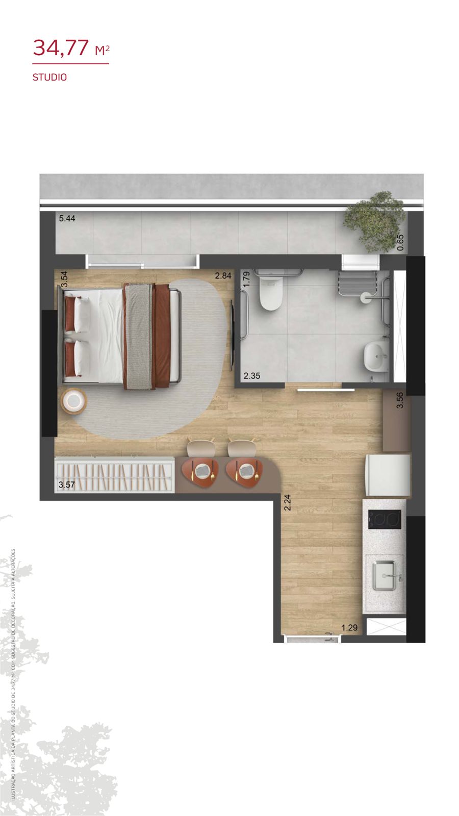 Planta 34,77 m²